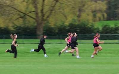 010426 - Wales Women Rugby Training Session - The Wales Womens squad during training ahead of the start of the Women’s 6 Nations