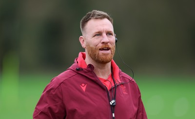 010426 - Wales Women Rugby Training Session - Tyrone Holmes during training ahead of the start of the Women’s 6 Nations