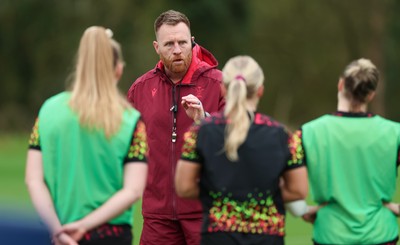010426 - Wales Women Rugby Training Session - Tyrone Holmes during training ahead of the start of the Women’s 6 Nations