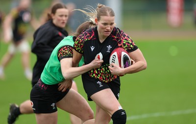 010426 - Wales Women Rugby Training Session - Carys Cox during training ahead of the start of the Women’s 6 Nations