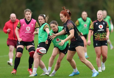 010426 - Wales Women Rugby Training Session - Jasmine Joyce and Lisa Neumann during training ahead of the start of the Women’s 6 Nations