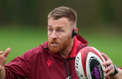 010426 - Wales Women Rugby Training Session - Tyrone Holmes during training ahead of the start of the Women’s 6 Nations