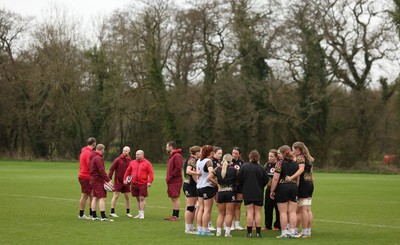010426 - Wales Women Rugby Training Session - The Wales Women squad during training ahead of the start of the Women’s 6 Nations