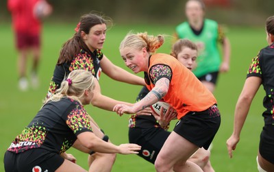010426 - Wales Women Rugby Training Session - Nikita Prothero during training ahead of the start of the Women’s 6 Nations