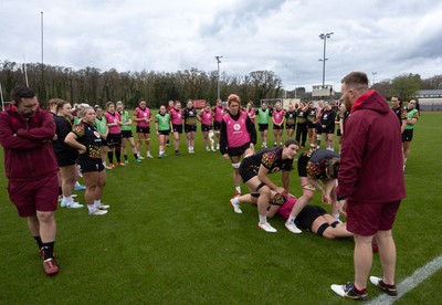 010426 - Wales Women Rugby Training Session - The Wales Women squad during training ahead of the start of the Women’s 6 Nations