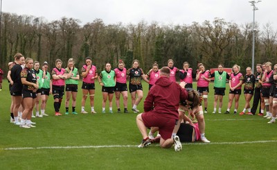 010426 - Wales Women Rugby Training Session - The Wales Women squad during training ahead of the start of the Women’s 6 Nations