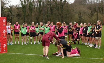 010426 - Wales Women Rugby Training Session - The Wales Women squad during training ahead of the start of the Women’s 6 Nations