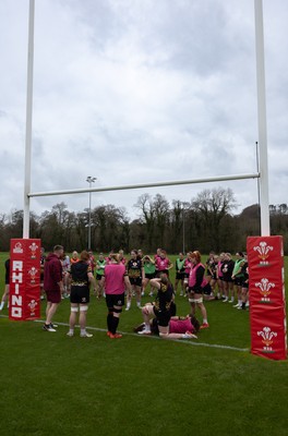 010426 - Wales Women Rugby Training Session - The Wales Women squad during training ahead of the start of the Women’s 6 Nations
