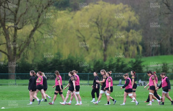 010426 - Wales Women Rugby Training Session - The Wales Womens squad during training ahead of the start of the Women’s 6 Nations