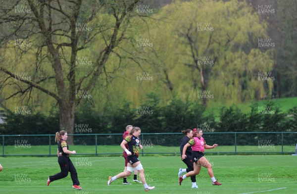 010426 - Wales Women Rugby Training Session - The Wales Womens squad during training ahead of the start of the Women’s 6 Nations