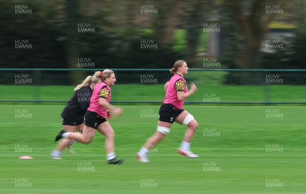 010426 - Wales Women Rugby Training Session - Tilly Vucaj and Molly Reardon during training ahead of the start of the Women’s 6 Nations