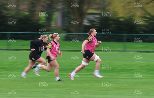 010426 - Wales Women Rugby Training Session - Tilly Vucaj and Molly Reardon during training ahead of the start of the Women’s 6 Nations