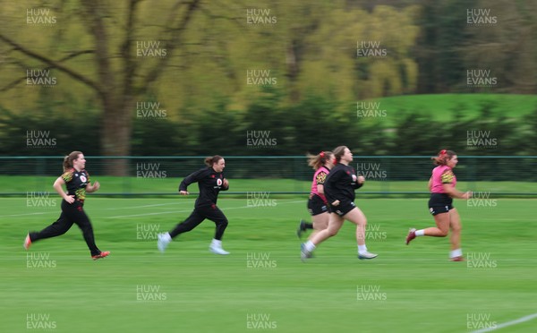 010426 - Wales Women Rugby Training Session - The Wales Womens squad during training ahead of the start of the Women’s 6 Nations