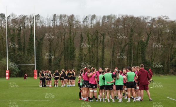010426 - Wales Women Rugby Training Session - The Wales Womens squad during training ahead of the start of the Women’s 6 Nations 