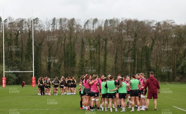 010426 - Wales Women Rugby Training Session - The Wales Womens squad during training ahead of the start of the Women’s 6 Nations 