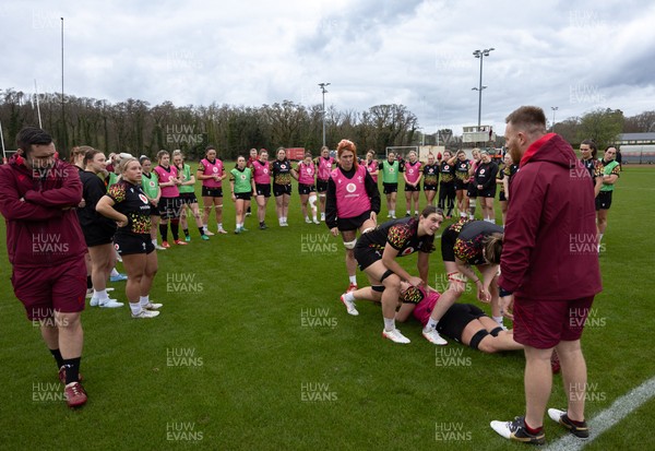 010426 - Wales Women Rugby Training Session - The Wales Women squad during training ahead of the start of the Women’s 6 Nations