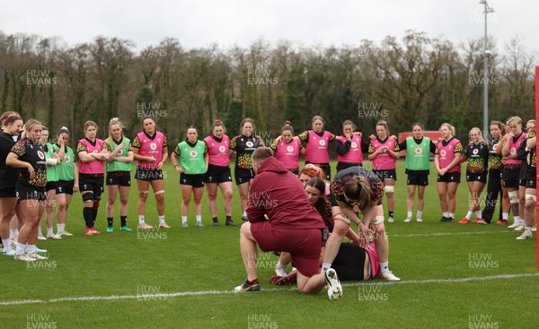010426 - Wales Women Rugby Training Session - The Wales Women squad during training ahead of the start of the Women’s 6 Nations