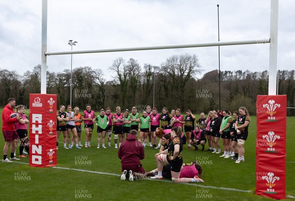 010426 - Wales Women Rugby Training Session - The Wales Women squad during training ahead of the start of the Women’s 6 Nations