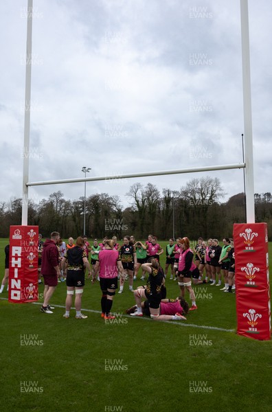 010426 - Wales Women Rugby Training Session - The Wales Women squad during training ahead of the start of the Women’s 6 Nations