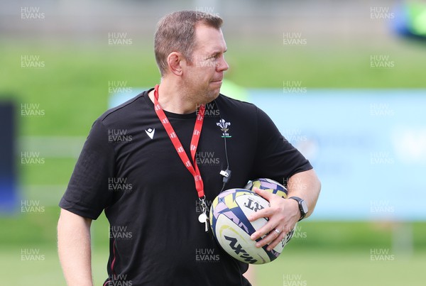 011123 - Wales Women Rugby Training Session - Head coach Ioan Cunningham during a training session ahead of their final WXV1 match against Australia
