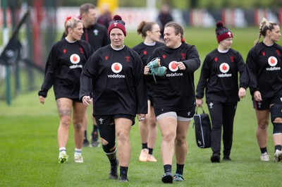 020424 - Wales Women’s Rugby Training Session - Donna Rose and Carys Phillips during a training session ahead of Wales’ next Women’s 6 Nations match against Ireland