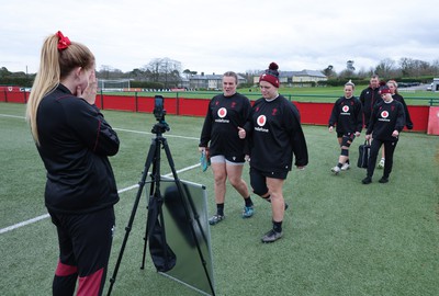 020424 - Wales Women’s Rugby Training Session - Donna Rose and Carys Cox during a training session ahead of Wales’ next Women’s 6 Nations match against Ireland