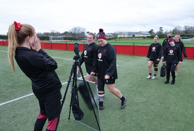 020424 - Wales Women’s Rugby Training Session - Donna Rose and Carys Cox during a training session ahead of Wales’ next Women’s 6 Nations match against Ireland