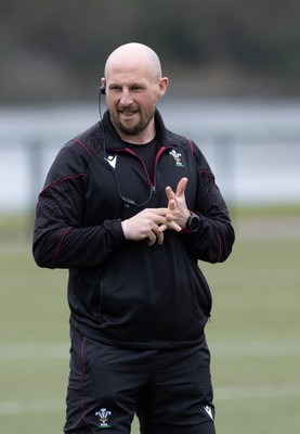 020424 - Wales Women’s Rugby Training Session - Mike Hill, Wales Women forwards coach, during a training session ahead of Wales’ next Women’s 6 Nations match against Ireland