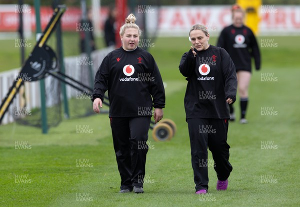 020424 - Wales Women’s Rugby Training Session - Molly Reardon and Jenni Scoble during a training session ahead of Wales’ next Women’s 6 Nations match against Ireland