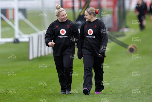 020424 - Wales Women’s Rugby Training Session - Molly Reardon and Jenni Scoble during a training session ahead of Wales’ next Women’s 6 Nations match against Ireland