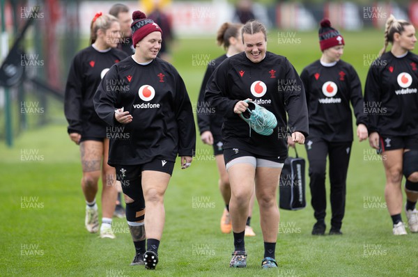020424 - Wales Women’s Rugby Training Session - Donna Rose and Carys Phillips during a training session ahead of Wales’ next Women’s 6 Nations match against Ireland