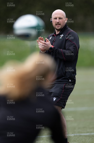 020424 - Wales Women’s Rugby Training Session - Mike Hill, Wales Women forwards coach, during a training session ahead of Wales’ next Women’s 6 Nations match against Ireland