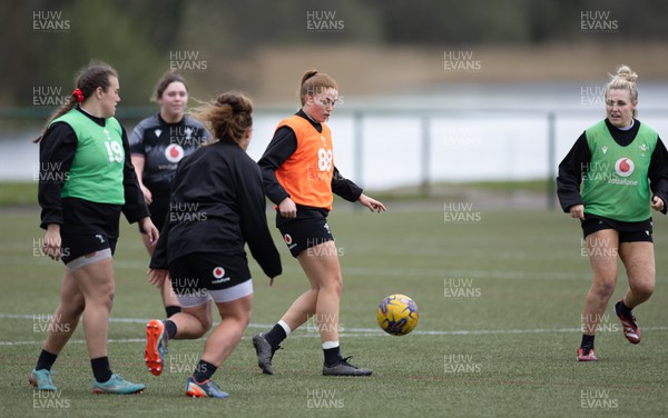 020424 - Wales Women’s Rugby Training Session - Niamh Terry warms up with a game of football during a training session ahead of Wales’ next Women’s 6 Nations match against Ireland
