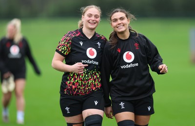 030426 - Wales Women Rugby Training session - Tilly Vucaj and Bryonie King during training ahead of the start of the Women’s 6 Nations