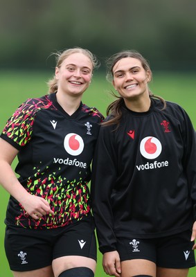 030426 - Wales Women Rugby Training session - Tilly Vucaj and Bryonie King during training ahead of the start of the Women’s 6 Nations