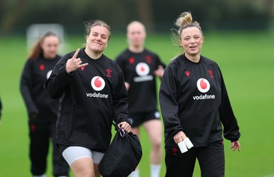 030426 - Wales Women Rugby Training session - Carys Phillips and Alisha Joyce during training ahead of the start of the Women’s 6 Nations