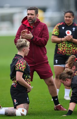 030426 - Wales Women Rugby Training session - Steve Salvin, Wales Women interim forwards coach, during training ahead of the start of the Women’s 6 Nations