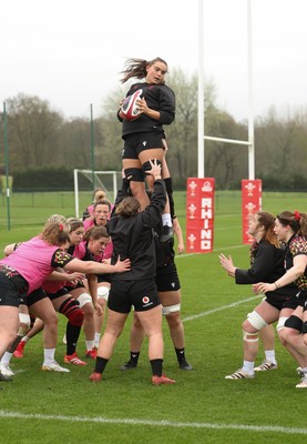 030426 - Wales Women Rugby Training session - Bryonie King during training ahead of the start of the Women’s 6 Nations
