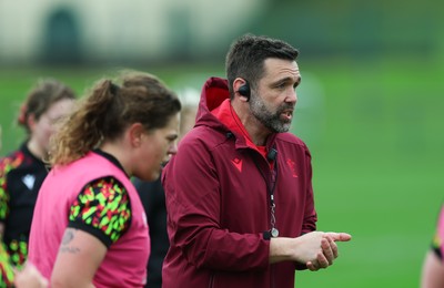 030426 - Wales Women Rugby Training session - Steve Salvin, Wales Women interim forwards coach, during training ahead of the start of the Women’s 6 Nations