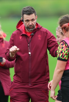 030426 - Wales Women Rugby Training session - Steve Salvin, Wales Women interim forwards coach, during training ahead of the start of the Women’s 6 Nations