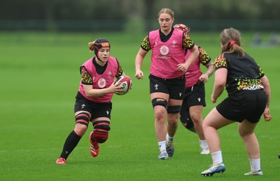 030426 - Wales Women Rugby Training session - Bethan Lewis and Tilly Vucaj during training ahead of the start of the Women’s 6 Nations