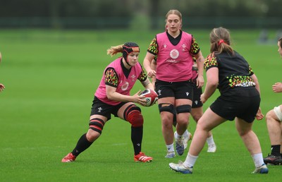 030426 - Wales Women Rugby Training session - Bethan Lewis and Tilly Vucaj during training ahead of the start of the Women’s 6 Nations