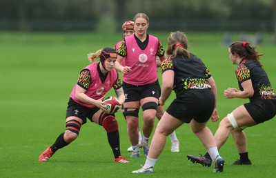 030426 - Wales Women Rugby Training session - Bethan Lewis and Tilly Vucaj during training ahead of the start of the Women’s 6 Nations