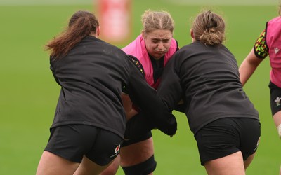 030426 - Wales Women Rugby Training session - Tilly Vucaj during training ahead of the start of the Women’s 6 Nations