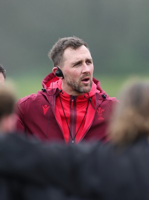 030426 - Wales Women Rugby Training session - Ashley Beck, Wales Women interim attack coach, during training ahead of the start of the Women’s 6 Nations