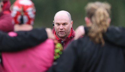 030426 - Wales Women Rugby Training session - Sean Lynn, Wales Women head coach, during training ahead of the start of the Women’s 6 Nations