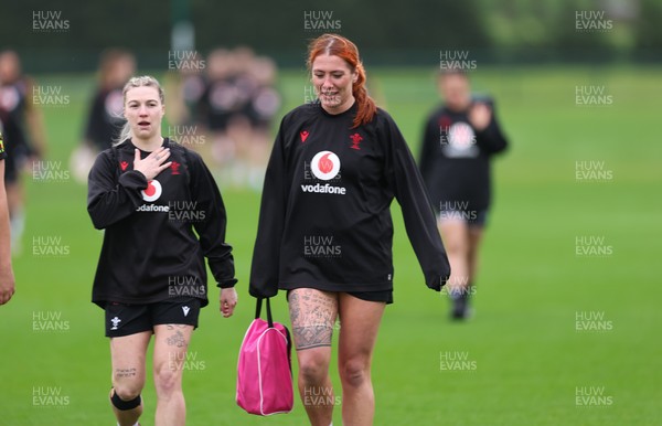 030426 - Wales Women Rugby Training session - Keira Bevan and Georgia Evans during training ahead of the start of the Women’s 6 Nations