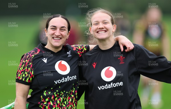 030426 - Wales Women Rugby Training session - Courtney Keight and Carys Cox during training ahead of the start of the Women’s 6 Nations
