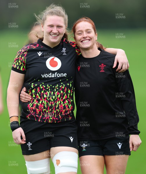 030426 - Wales Women Rugby Training session - Alaw Pyrs and Lisa Neumann during training ahead of the start of the Women’s 6 Nations