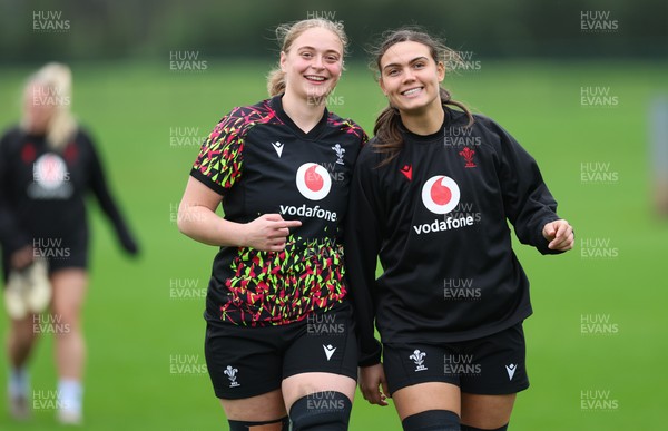 030426 - Wales Women Rugby Training session - Tilly Vucaj and Bryonie King during training ahead of the start of the Women’s 6 Nations